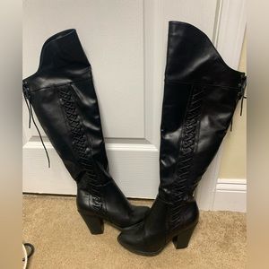 Black over the knees boots.